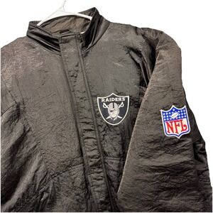 VTG 90's Apex One NFL LA Oakland Raiders Jacket Mens M Black Quilt Lined Nylon